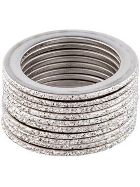 PIANEGONDA STERLING SILVER 925 TEXTURED STACK BAND RINGS